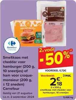 Carrefour Smeltkaas met cheddar voor hamburger aanbieding