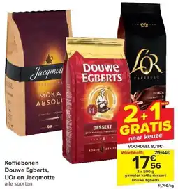 Carrefour Ko ebonen Douwe Egberts, L’Or en Jacqmotte aanbieding