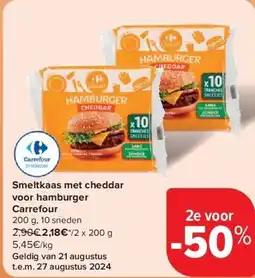 Carrefour Smeltkaas met cheddar voor hamburger Carrefour aanbieding