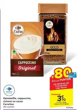 Carrefour Oploskoffie, cappuccino, cichorei en cacao aanbieding