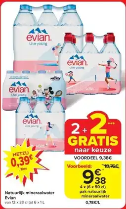 Carrefour Natuurlijk mineraalwater Evian aanbieding