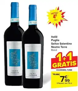 Carrefour Italië Puglia Salice Salentino Nostre Terre aanbieding