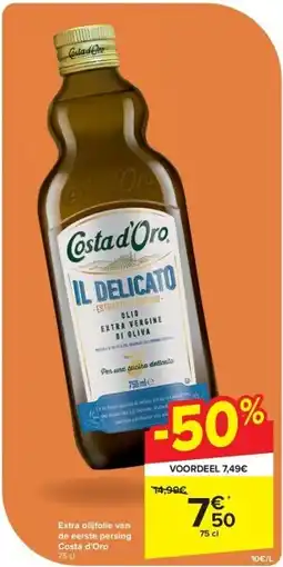 Carrefour Extra olijfolie van de eerste persing Costa d’Oro aanbieding