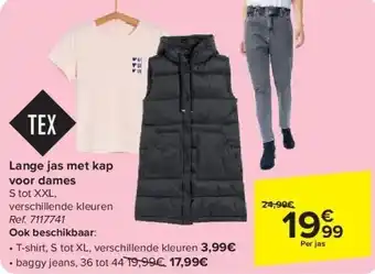 Carrefour Lange jas met kap voor dames aanbieding