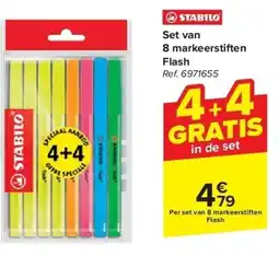 Carrefour Set van 8 markeerstiften Flash aanbieding