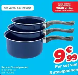 Carrefour Set van 3 steelpannen aanbieding