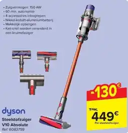 Carrefour Steelstofzuiger V10 Absolute aanbieding