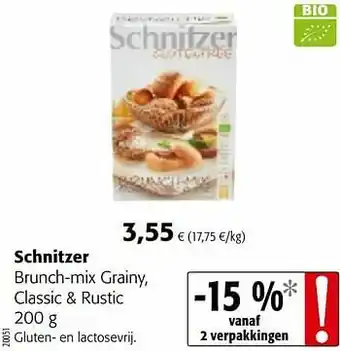 Colruyt Schnitzer brunch-mix grainy, classic + rustic aanbieding