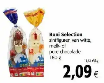 Colruyt Boni selection sintfiguren van witte, melk- of pure chocolade aanbieding