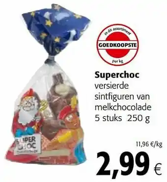 Colruyt Superchoc versierde sintfiguren van melkchocolade aanbieding