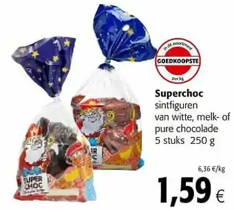Colruyt Superchoc sintfiguren van witte, melk- of pure chocolade aanbieding