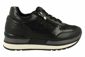 Berca Shoes Double Heart Sneaker Laag Dames Met Functionele Rits - Zwart aanbieding