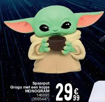 Cora Spaarpot Grogu met een kopje MONOGRAM aanbieding