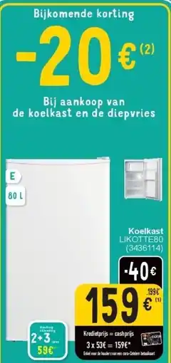Cora Koelkast LIKOTTE80 aanbieding