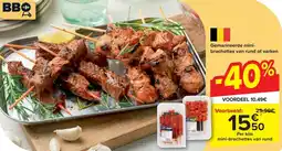 Carrefour Market Gemarineerde mini-brochettes van rund of varken aanbieding