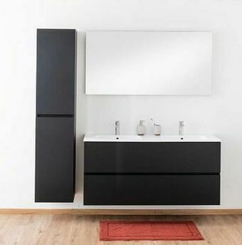 Badkamermeubel Puro Mat Zwart 1400mm 2 Wastafels Glans