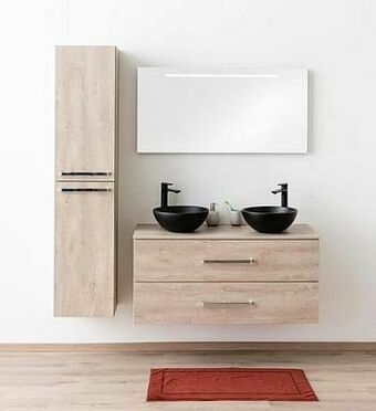 Zelfbouwmarkt Badkamermeubel Plato Eik Betonlook 120cm - Opbouw - Greep Chroom aanbieding