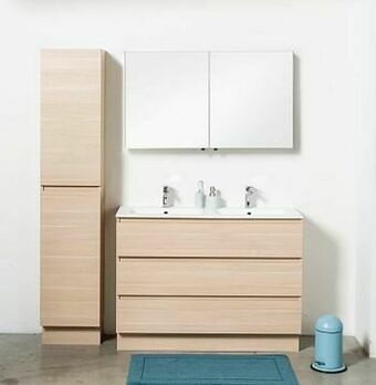 Zelfbouwmarkt Badmeubel Dotan Naturel Eik 1200 Mm Staand 2 Wastafels Mat aanbieding