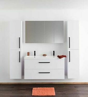 Zelfbouwmarkt Badkamermeubel Bison Mat Wit 1200mm,wastafel Glans aanbieding