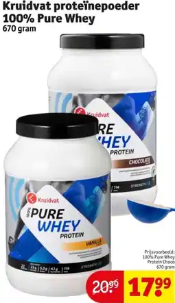 Kruidvat proteïnepoeder 100% Pure Whey 670 gram aanbieding