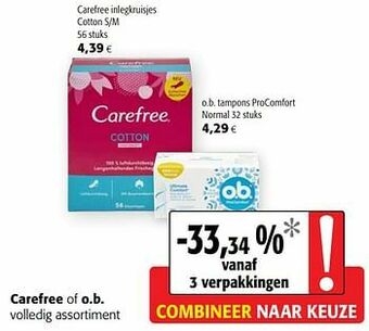 Colruyt Carefree inlegkruisjes cotton aanbieding