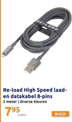 Action Re-load High Speed laad- en datakabel 8-pins aanbieding