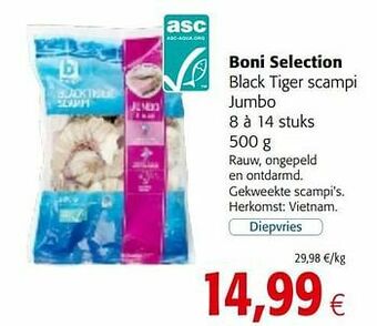 Colruyt Boni selection black tiger scampi jumbo aanbieding