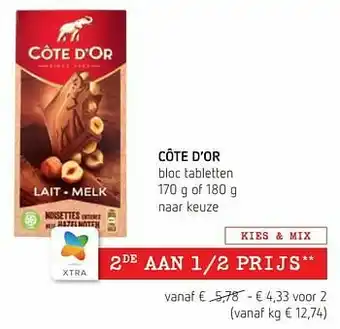 Spar Colruyt Côte d’or bloc tabletten aanbieding