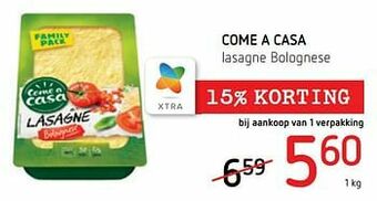 Spar Colruyt Come a casa lasagne bolognese aanbieding