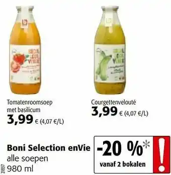 Colruyt Boni selection envie alle soepen aanbieding