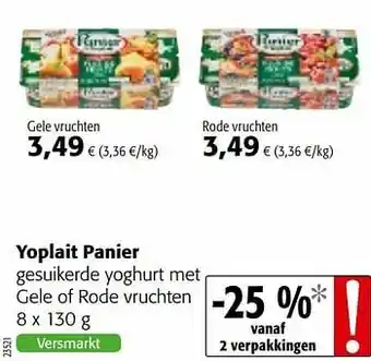 Colruyt Yoplait panier gesuikerde yoghurt met gele of rode vruchten aanbieding