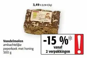 Colruyt Vondelmolen ambachtelijke peperkoek met honing aanbieding