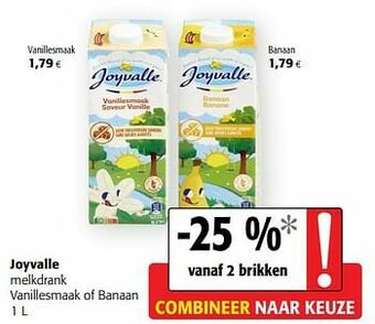 Colruyt Joyvalle melkdrank vanillesmaak of banaan aanbieding