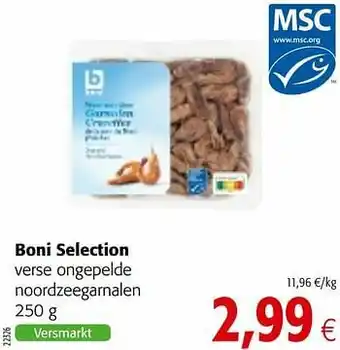 Colruyt Boni selection verse ongepelde noordzeegarnalen aanbieding