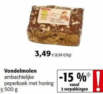 Colruyt Vondelmolen ambachtelijke peperkoek met honing aanbieding