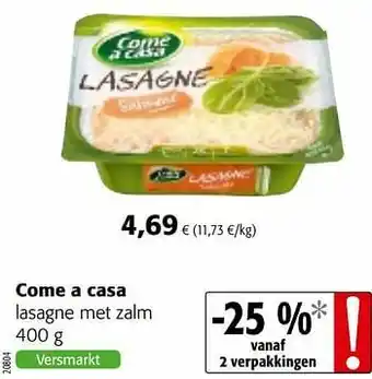 Colruyt Come a casa lasagne met zalm aanbieding