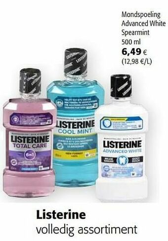 Colruyt Listerine mondspoeling advanced white spearmint aanbieding