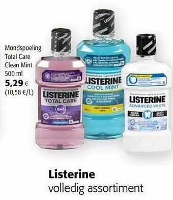 Colruyt Listerine mondspoeling total care clean mint aanbieding