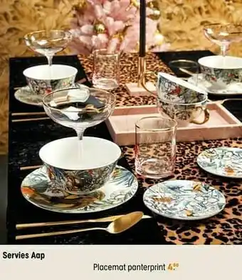 Kwantum Servies aap placemat panterprint aanbieding
