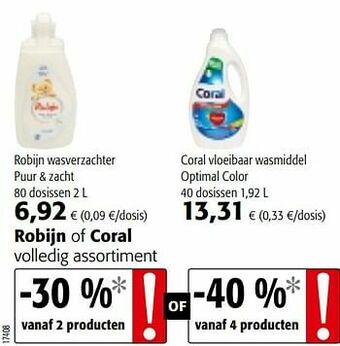 Colruyt Robijn wasverzachter puur + zacht aanbieding