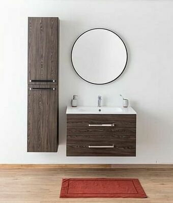 Zelfbouwmarkt Badkamermeubel Plato Eik Chocolade Look 90cm - Glans - Greep Chroom aanbieding
