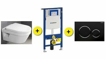 Zelfbouwmarkt Toiletset Omnia Archi Wit Incl Wc-bril +drukpl Zwart + Inbouwres Up320 aanbieding