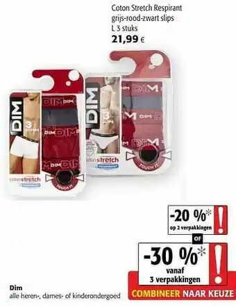 Colruyt Dim coton stretch respirant grijs-rood-zwart slips aanbieding