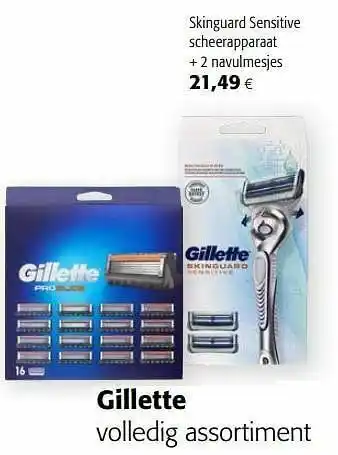 Colruyt Gillette skinguard sensitive scheerapparaat + 2 navulmesjes aanbieding