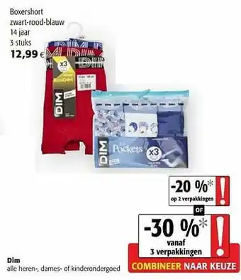 Colruyt Dim boxershort zwart-rood-blauw aanbieding