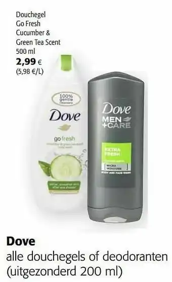 Colruyt Dove douchegel go fresh cucumber + green tea scent aanbieding