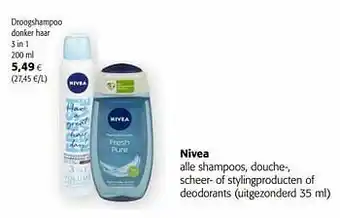 Colruyt Nivea droogshampoo donker haar 3 in 1 aanbieding