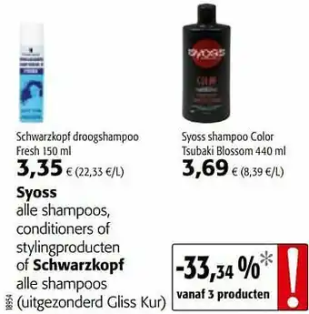 Colruyt Schwarzkopf droogshampoo fresh aanbieding