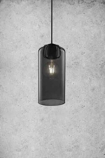 Zelfbouwmarkt Hanglamp Nordlux Mat Zwart Met Glas Cilinder Smoke aanbieding