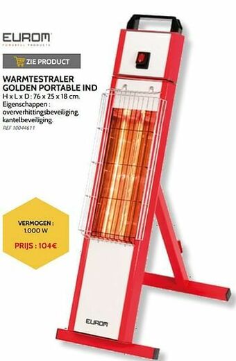 Brico Eurom warmtestraler golden portable ind aanbieding